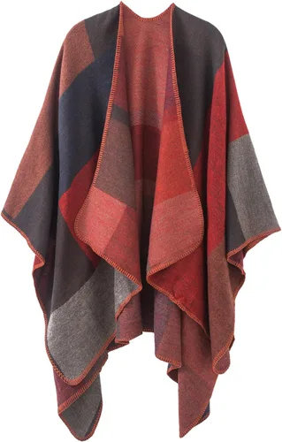 Vista 152 de Urban CoCo Poncho de colores para mujer, chal con frente abierto, color en bloques