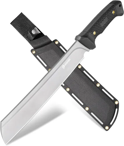 Vista 7 de NedFoss 16" Survival Machete with Sheath, D2 Steel 0.22" Thick Full Tang Blade Machete Knife with Flat Grinding, Machete for Cutting Trees, for Yard