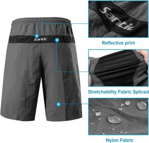 Vista 5 de Santic Coolmax - Pantalones cortos de ciclismo de montaña para hombre coolmax, ligeros