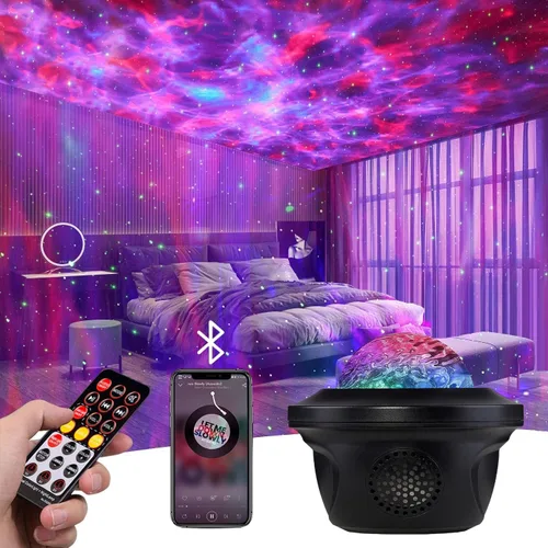 Vista 10 de Proyector de Galaxia de Astronauta para Dormitorio, Proyector de Estrellas Ajustable 360° con Control Remoto y Temporizador, Lámpara de Luz