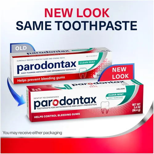 Vista 10 de Pasta dental de menta limpia Parodontax para la salud de las encías, ayuda a prevenir las caries, anticaries y antigingivitis - 3.4 onzas x 3