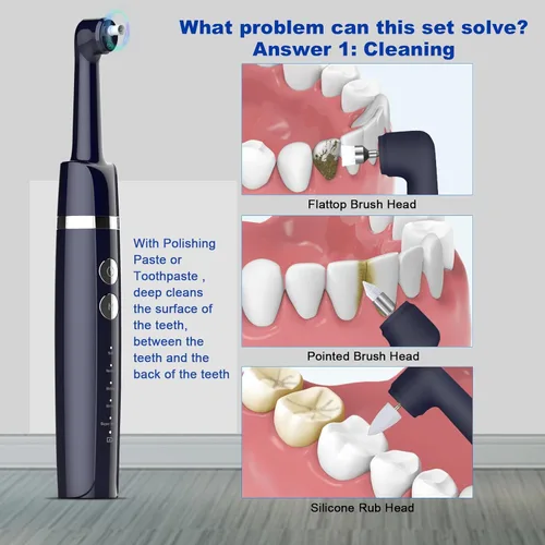 Vista 4 de Pulidor de dientes, kit de pulido de dientes para limpieza diaria, pulido y blanqueamiento de dientes (pasta de dientes profesional incluida)