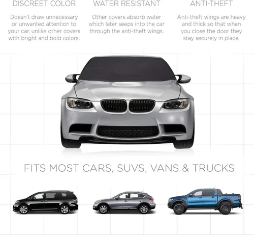 Vista 5 de OxGord, cobertor para parabrisas, eliminación de nieve, protector para parabrisas para todos los climas, invierno, verano, protector solar