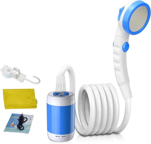 Iron Hammer Ducha eléctrica portátil, ducha de campamento, ducha incorporada de 5000 mAh, gran capacidad, recargable, con batería, para ducha