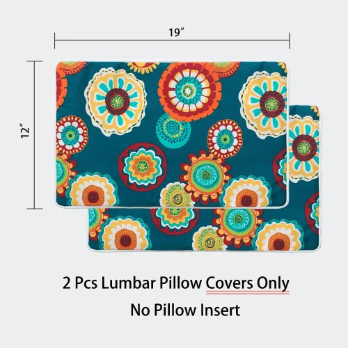 Vista 2 de Magpie Fabrics Paquete de 2 fundas decorativas para cojín lumbar de exteriores de 12 x 20 pulgadas, impermeables, rectangulares, decorativas