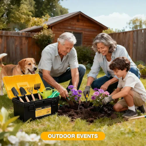 Vista 4 de Juego de 4 cajas de herramientas, caja de herramientas de plástico grande impermeable con bandeja organizadora, caja de herramientas apilable