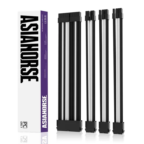 Vista 12 de AsiaHorse Extensión de cable PSU de 18 AWG con funda personalizada Mod GPU PC Audio Video Fuente de alimentación Cables trenzados suaves con kit