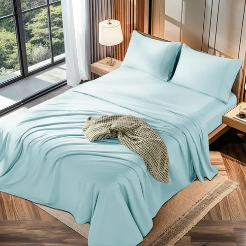 Vista 10 de LBRO2M Juego de sábanas de 100% algodón de 1200 hilos, tamaño matrimonial, bolsillo profundo de 16 pulgadas, juego de sábanas de 4 piezas