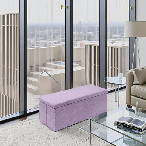 Vista 180 de PINPLUS Otomanas otomanas de almacenamiento con forma cuadrada con reposapiés de almacenamiento para sala de estar, asiento otomano Boucle para Gris