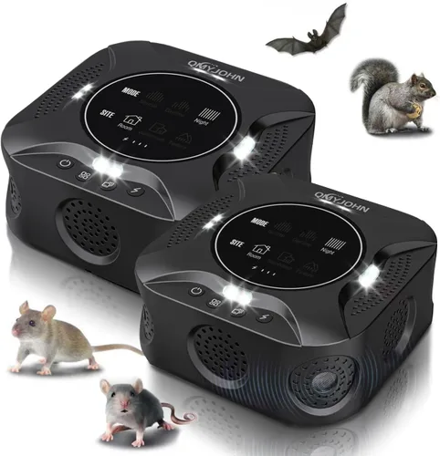 Vista 10 de Indoor Ultrasonic Pest Repeller Plug-in,with a Display Screen & LED Strobe Light,Effectively Repels Mice,Squirrels,roaches & Other Rodents Up to