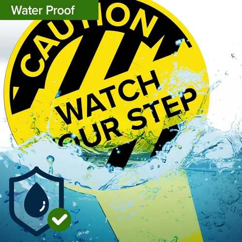 Vista 8 de Caution Watch Your Step - Letrero de 7 x 13 pulgadas, estacas integradas de alta resistencia, uso en interiores y exteriores, compuesto de aluminio