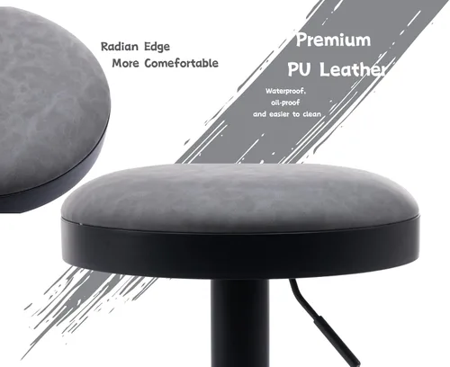 Vista 27 de CIMOTA Juego de 2 taburetes de bar redondos giratorios con espalda descubierta ajustable, taburete de bar moderno industrial para cocina, hogar