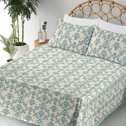 Vista 187 de Ambesonne Skull Sheet Set, Goth Roses Floral Skeleton Head Day of The Dead Ethnic Mexican Inspired, Fitted and Flat Sheet with Pillowcases Bedding