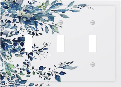 Vista 37 de Cubiertas de Enchufe Dúplex de 1 Gang con Hojas Florales de Eucalipto Azul en Acuarela, Placa Frontal Decorativa para Interruptor de Luz, Placa