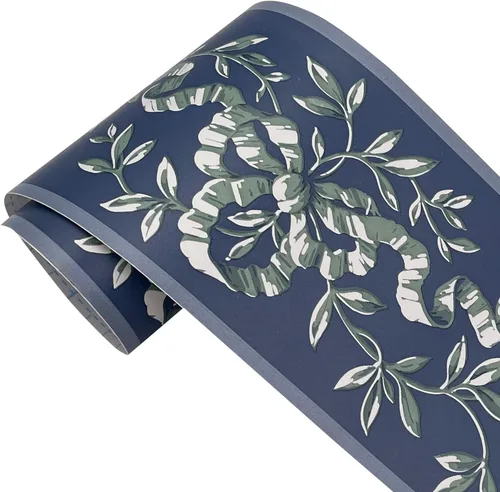 Vista 4 de Yifely Papel tapiz floral vintage para despegar y pegar, bordes de pared, decoración de baño y cocina