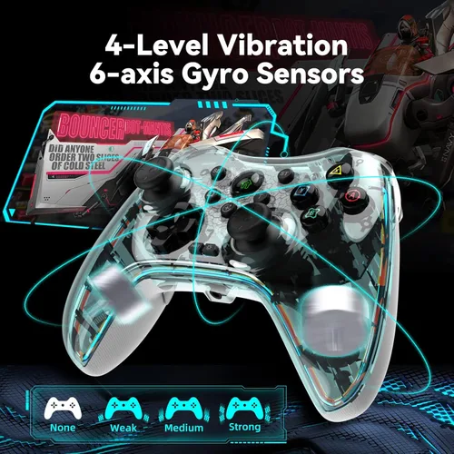 Vista 6 de Y-Team Controlador inalámbrico para juegos para SwitchLiteOLED, Ps-3Ps-4, controlador Bluetooth para Windows PCiOSAndroidSteam, con color RGB