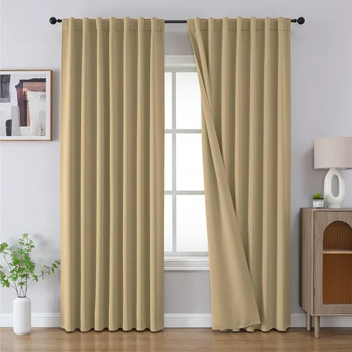 Vista 32 de CUCRAF - Juego de 2 paneles de cortinas opacas de 54 pulgadas, cortina con bolsillo para varilla y pestaña trasera, cortinas oscuras con aislamiento