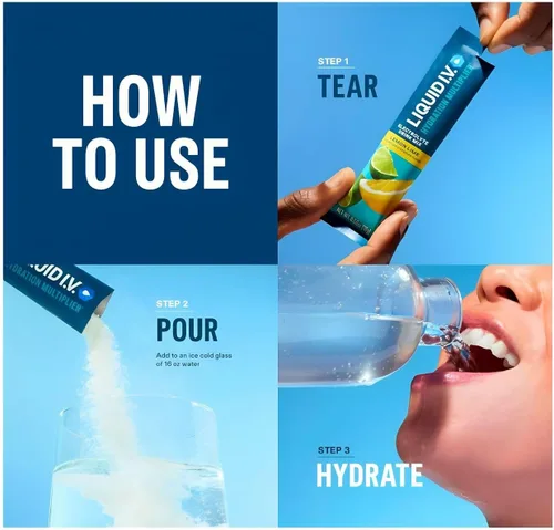 Vista 6 de Liquid I.V. Mezcla de bebida con electrolitos multiplicador de hidratación, variedad, 0.56 onzas, 30