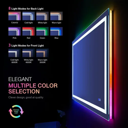 Vista 34 de LOAAO Espejo de baño LED de 28 x 36 pulgadas con luces, antiniebla, regulable, retroiluminado + iluminado frontal, espejo de tocador de baño