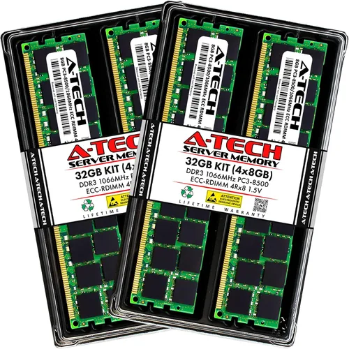 Vista 170 de A-Tech 4GB DDR3 1333MHz PC3-10600R ECC RDIMM 1Rx4 Rango único 1.5V Registrado DIMM 240-Pin Módulo de actualización de memoria RAM de servidor 1