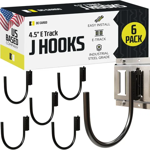 Vista 9 de DC Cargo - Ganchos J de pista E (5,08 cm - Paquete de 4) - Accesorios verticales de pista E - Ganchos para colgar para su sistema de riel de pista E
