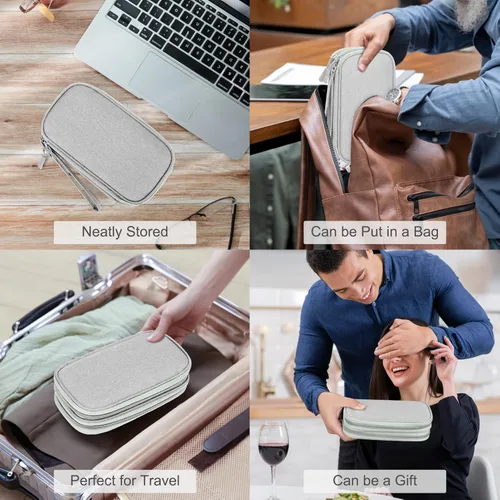Vista 253 de FYY Organizador para accesorios electrónicos, para viajes, para cables, celular y cargadores, estuche portátil, impermeable, doble capa, bolsa