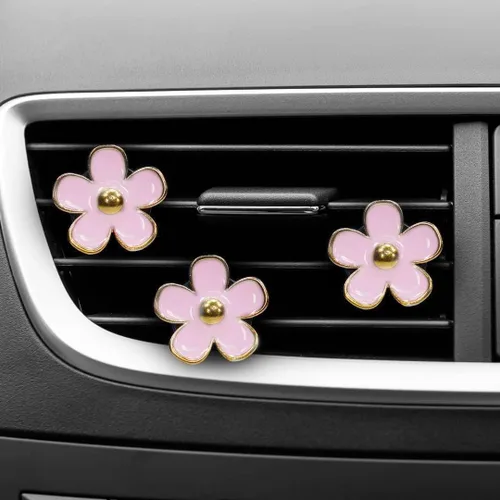 Vista 6 de 6 piezas de decoración de automóvil con diseño de margaritas, clip de ventilación de aire acondicionado, salida de aire acondicionado, clip