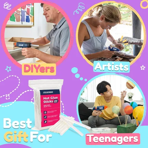 Vista 9 de Mini pistola de pegamento caliente con kit de 30 barras de pegamento + paquete de 200 barras de pegamento caliente