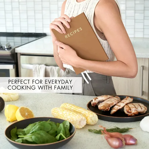 Vista 5 de Libro de recetas estético en blanco con cubierta impermeable, el cuaderno de recetas perfecto para escribir en tus propias recetas, hermoso libro