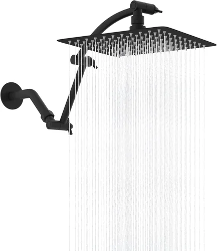 Vista 15 de Hibbent Cabezal de Ducha Completamente de Metal con Filtro de Lluvia, Regadera de Lluvia de Alta Presión de 12 pulgadas con Brazo de Extensión