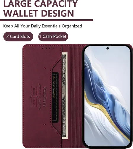 Vista 4 de Funda para teléfono compatible con Blackview Oscal Flat 1c 【Bloqueo RFID】【Soporte para tarjetas con cierre magnético】 Funda negra