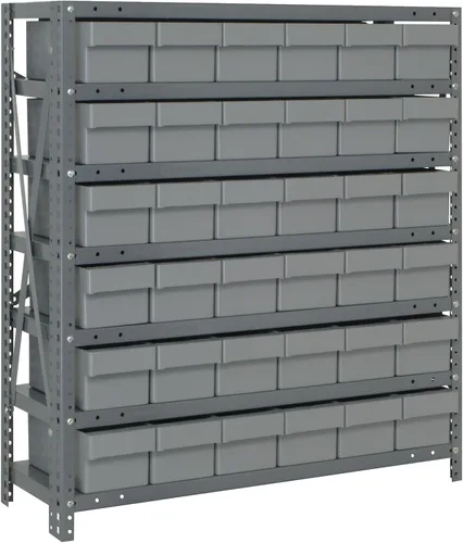 Vista 41 de Quantum QSBU-245BK Heavy Duty Shelving Unit with (7) Shelves and (24) QUS245 Black Bins for Garage Warehouse Storage Distribution 400 lb Load