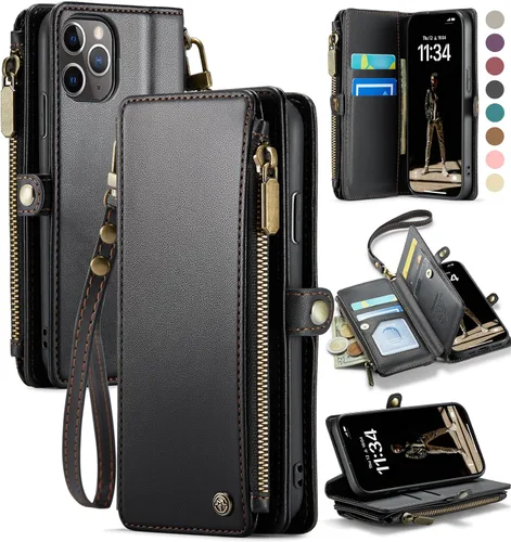 Vista 14 de Defencase Funda compatible con iPhone 11 Pro con tarjetero de bloqueo RFID para mujeres y hombres, de piel sintética suave, cierre magnético