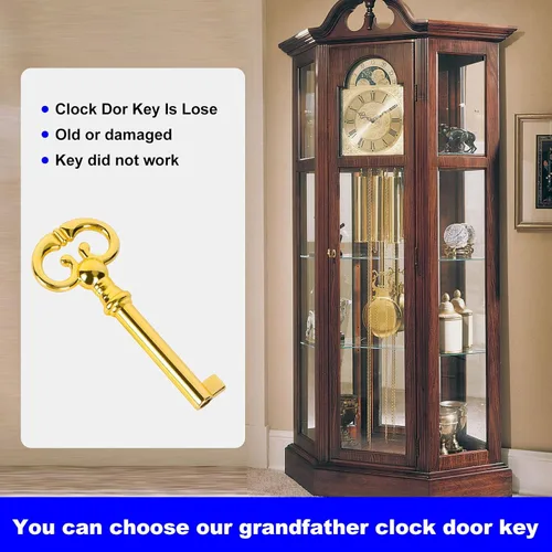 Vista 4 de Llave de reloj para puerta de abuelo, repuesto Ridgeway Grandfather, Sligh, Pearl, Seth, Thomas, Howard Miller Grandfather Clock Key adecuada
