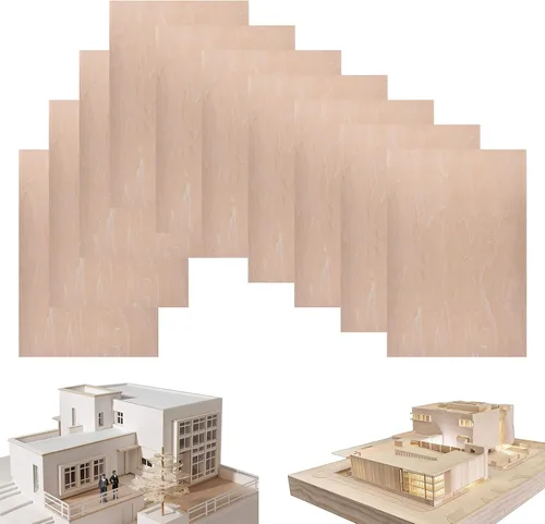 Paquete de 10 hojas de tilo de 1/16 x 8 x 12 pulgadas, hojas finas de madera contrachapada sin terminar para proyectos de manualidades