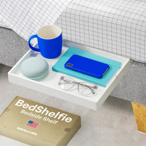 Vista 8 de BedShelfie - Estante de cabecera para dormitorio con litera y litera superior, elementos esenciales para dormitorio universitario, cadí de cabecera