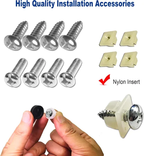 Vista 9 de BGGTMO Marcos de Matrícula de Aluminio Negro Mate - Paquete de 2 Cubiertas Resistentes para Placas de Automóvil Delanteras y Traseras, Soporte