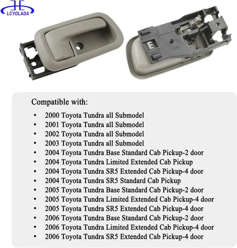 Vista 4 de Juego de 4 tiradores para puerta interior con bisel (gris claro) Compatible con Toyota Tundra 2000-2006 (solo cabinas estándar/extendidas), lado