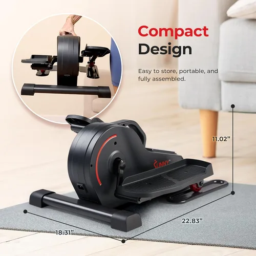 Vista 6 de Sunny Health & Fitness Sitting Under Desk Pedal Exerciser, Portable Training Machine for Senior Exercise, Home Workout Elliptical & Bike
