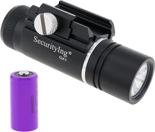 SecurityIng Luz táctica compacta montada en riel de 320LM, mini linterna LED para Picatinny y Mlok, linterna de mano de alto lúmenes para caza,