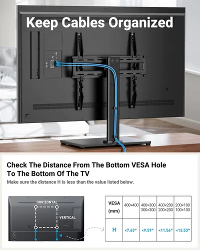 Vista 3 de PERLESMITH - Soporte giratorio universal para televisores de 32 a 55 pulgadas con base de cristal templado, VESA 15.748 x 15.748 pulgadas, soporta