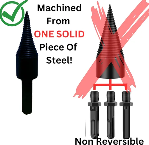Vista 3 de Divisor de madera de una pieza para taladros manuales de batería, fabricado con un cuerpo sólido, dividir madera para fuego, campamento, cocinar