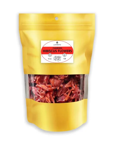 Vista 11 de WOODCHA Hibisco confitado, flores comestibles secas, flores comestibles de hibisco, decoración de pasteles, comida de hibisco, flores deshidratadas