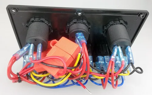 Vista 4 de Pactrade Marine Coche RV Barco 6 Gang LED Azul Interruptor Basculante Panel USB Voltímetro