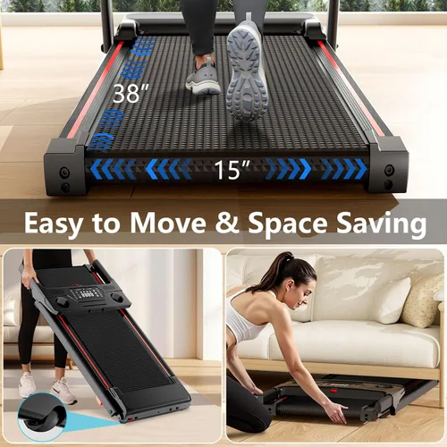 Vista 11 de Treadmills for Home 3.0HP Quiet Foldable Treadmill with Incline, Portable Walking Pad with Handle Bar, Walking Pad Treadmill for Running and Jogging
