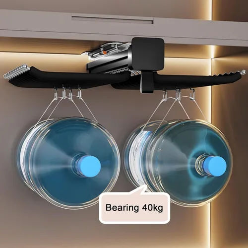 Vista 4 de Barra de valet extraíble para armario, soporte retráctil de 88.2 lbs, barra de armario ajustable de aleación de aluminio, riel de ropa extraíble