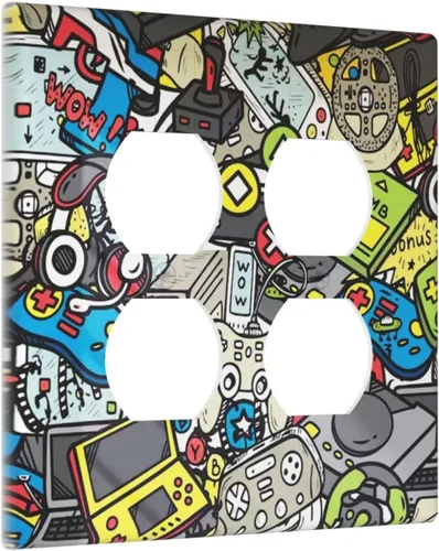 Vista 25 de Pintura al óleo de flores abstractas de 1 cuadrilla de interruptor de luz dúplex individual cubierta de salida placa de pared decorativa Placa