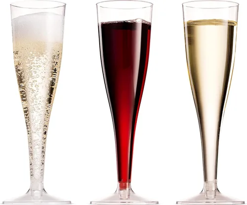 Vista 3 de Munfix 50 copas de champán de plástico – Copas de champán transparentes desechables de 5 onzas para fiestas, Mimosa Bar, eventos, boda y fiesta