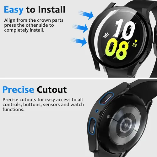 Vista 5 de [Paquete de 2] Funda protectora de pantalla compatible con Samsung Galaxy Watch 5/Galaxy Watch 4 de 1.575 pulgadas, funda protectora ultrafina