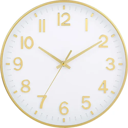 Vista 43 de HZDHCLH Reloj de pared de cuarzo moderno, funciona con pilas, 12 pulgadas, silencioso, sin tictac, números 3D, reloj redondo para pared, reloj